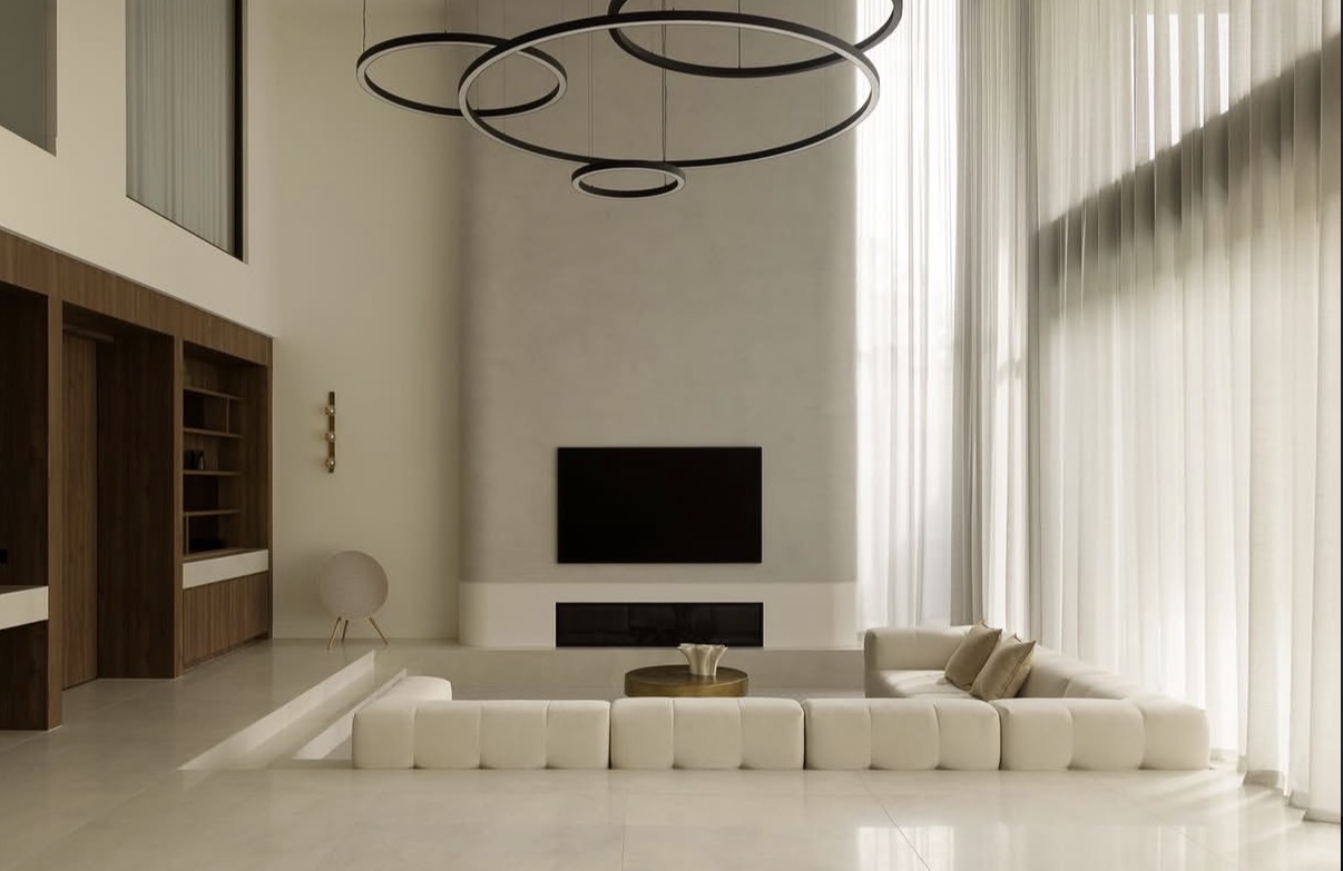 Architectural Interior — Double-Height Living Room & Timber Joinery